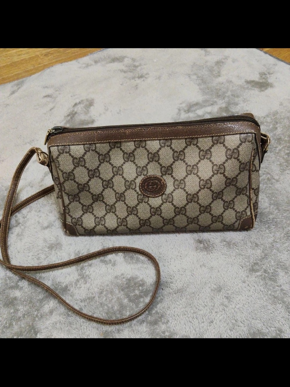 Gucci Beige and Brown GG Canvas Crossbody Bag